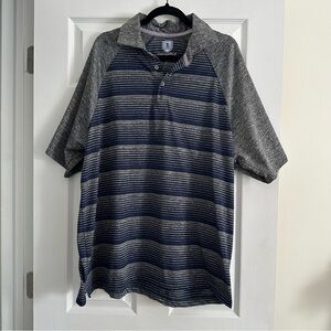 Size XXL Golf America Blue and Grey Stripe Performance Polo Golf Shirt